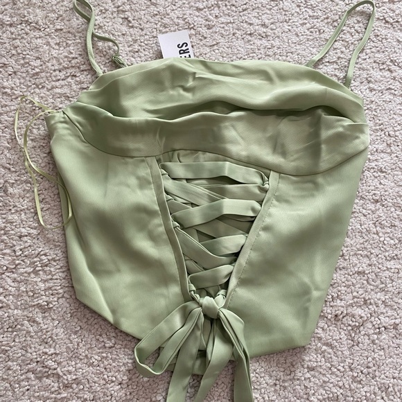 Silence + Noise Mimi Cowl Neck Halter Top NWT Size S - Lime Green - Picture 5 of 8